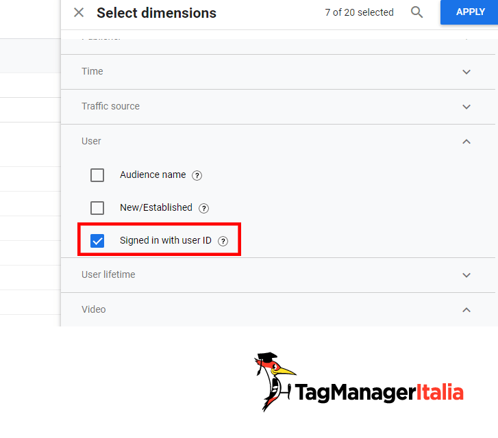 Dimensione User ID nei report di Google Analytics 4