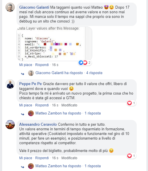 testimonianza membri Club Tag Manager Italia: vale il prezzo del biglietto, e probabilmente molto di più