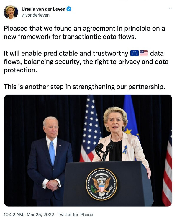 Annuncio accordo EU-USA trasferimento dati utenti