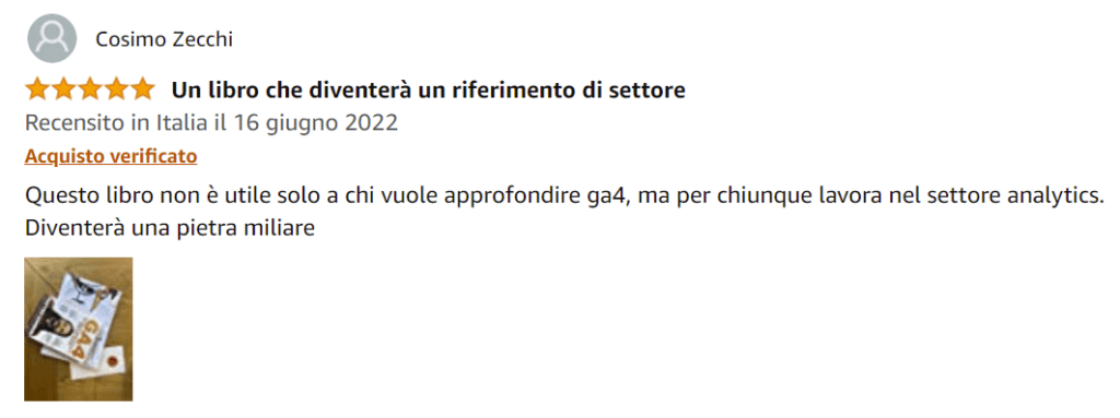 Cosimo recensione libro Google Analytics 4 per chi inizia Amazon Matteo Zambon Tag Manager Italia Libro he diventerà un riferimento di settore