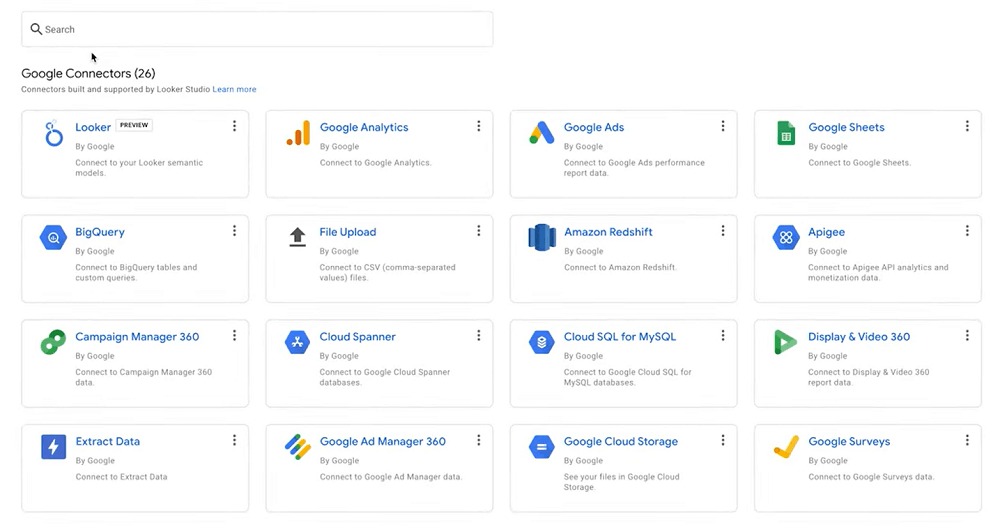 Elenco fonti dati collegabili a Looker Studio