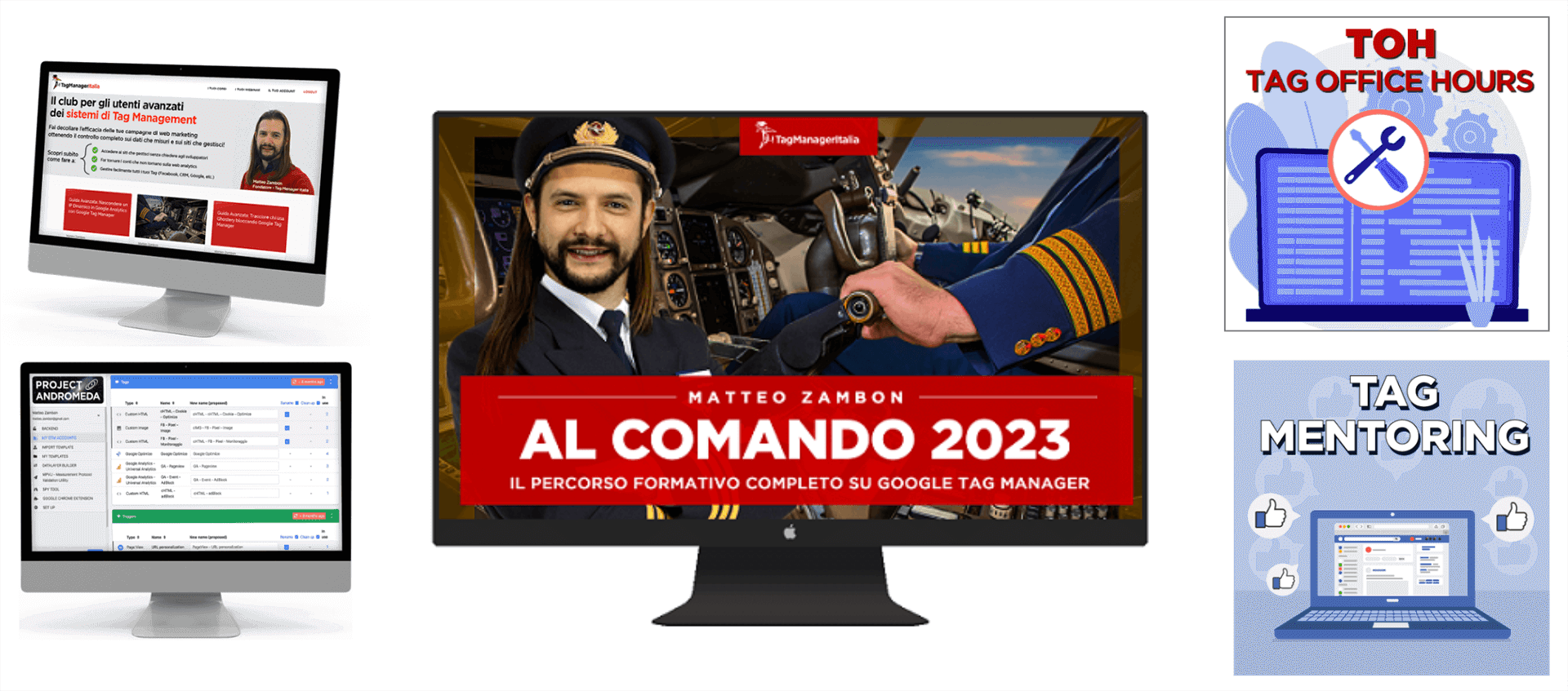 grafica corso Al Comando 2023 recap corso Google Tag Manager e Bonus inclusi