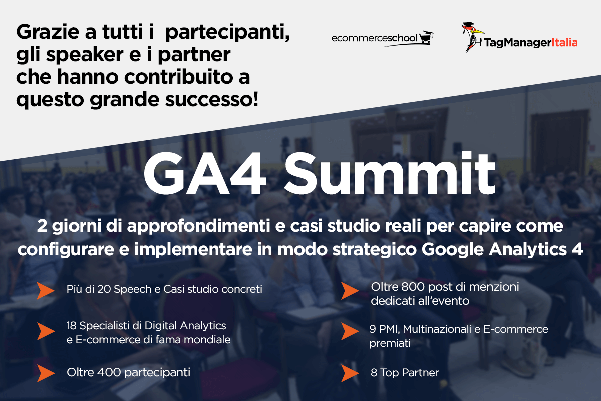 Grande successo al GA4 Summit, oltre 400 partecipanti, più di 20 speech e ospiti internazionali - mobile