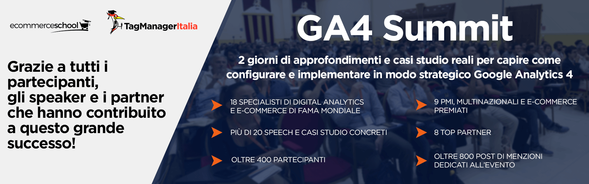Grande successo al GA4 Summit, oltre 400 partecipanti, più di 20 speech e ospiti internazionali