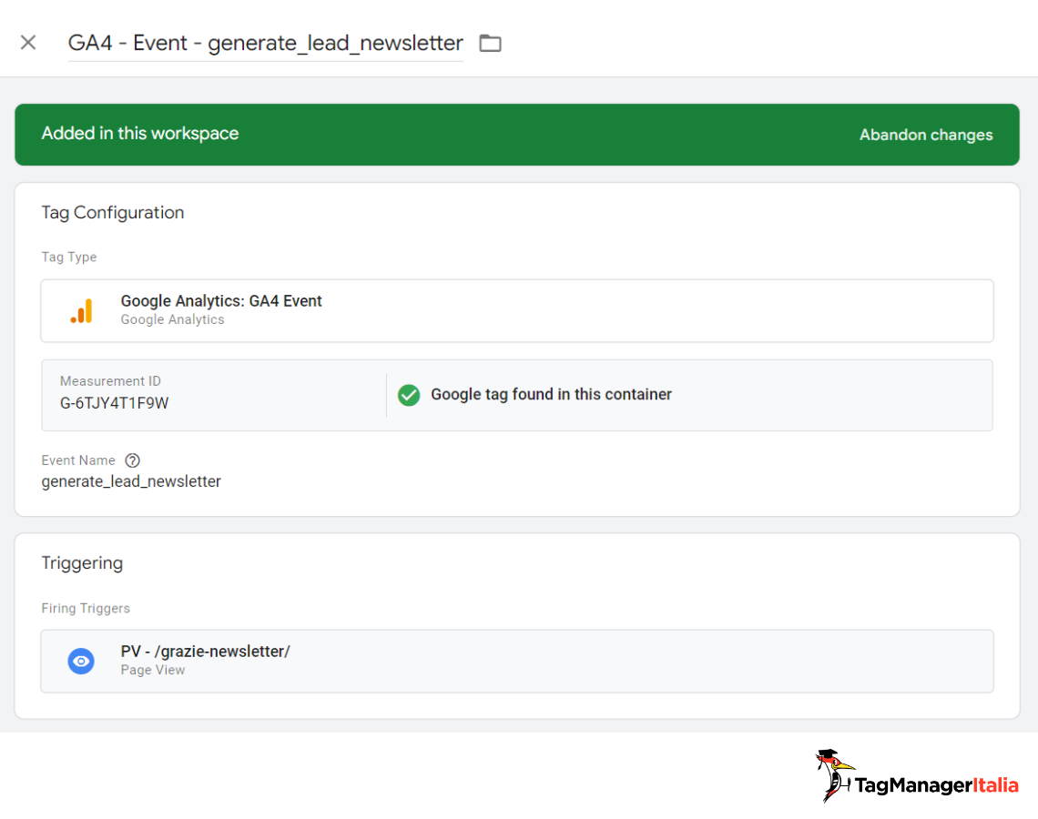 Creazione evento personalizzato tracciamento GTM per migrazione evento da Google Universal Analytics a GA4