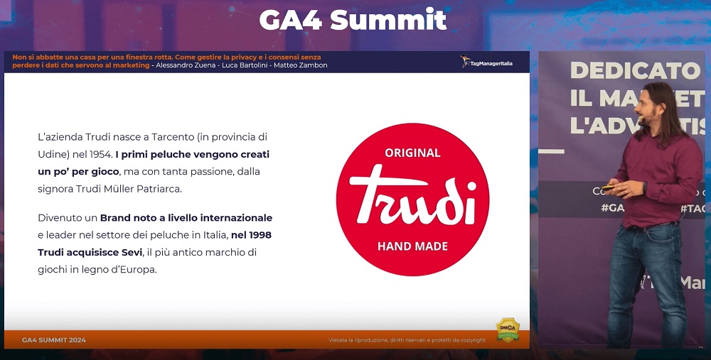 Matteo Zambon di Tag Manager Italia introduce il caso studio di successo di Trudi