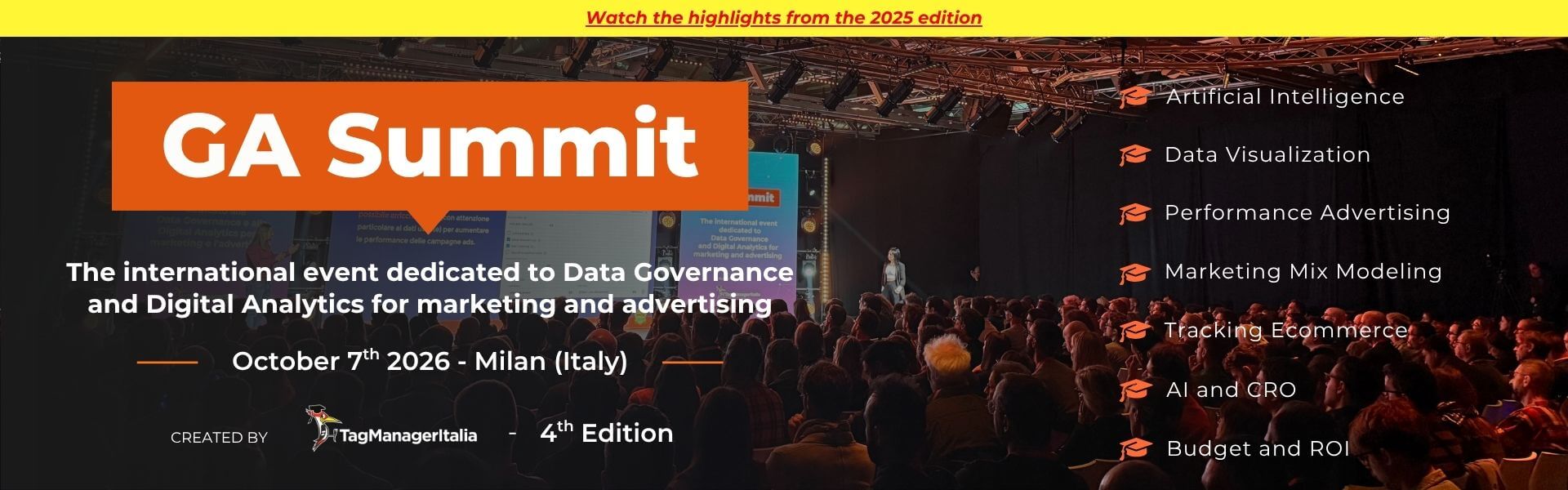 Guarda gli highlights del GA Summit 2025 ed entra in lista d'attesa: la nuova edizione 2026 sta arrivando con numerosi nuovi topic e speaker.